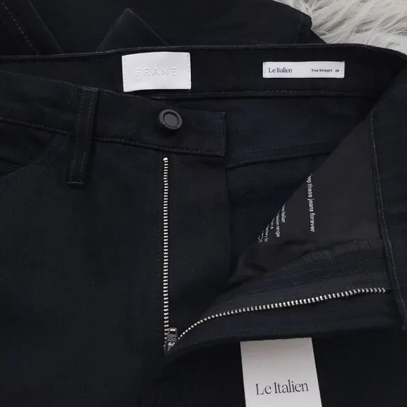 Frame Le Italien True Straight Black Noir Jeans Womens Size 25 - Picture 6 of 11